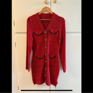 high-grade red luxusious style knitted dress